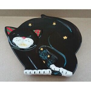Certified International Black Cat Halloween Decorative Serving Plate Dish